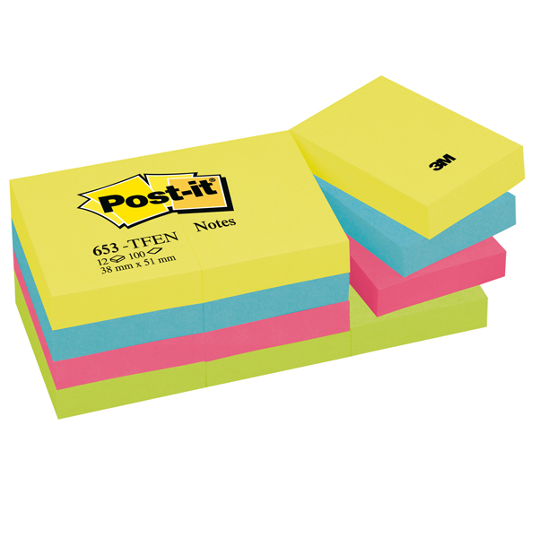  Blocco foglietti Colori Energy - 653-TFEN - 38 x 51 mm - 72 gr - colori assortiti - 100 fogli - Post-it 