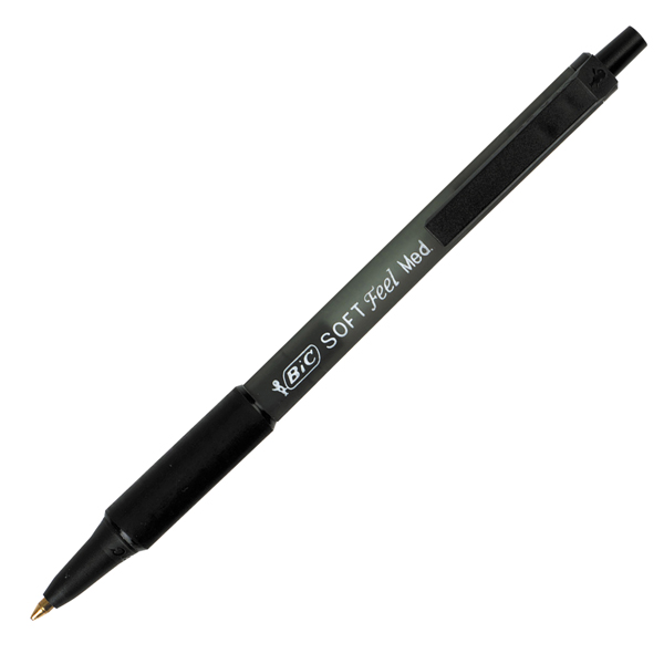  Penne a sfera a scatto Soft Feel - punta 1,0mm - nero - Bic - conf. 12 pezzi 