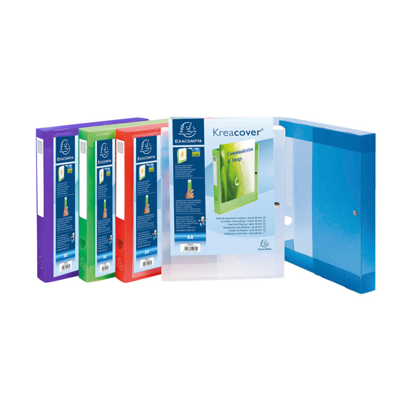  Cartella 3 lembi con bottone Kreacover - A4 - dorso 4 cm - PP - colori assortiti - Exacompta 
