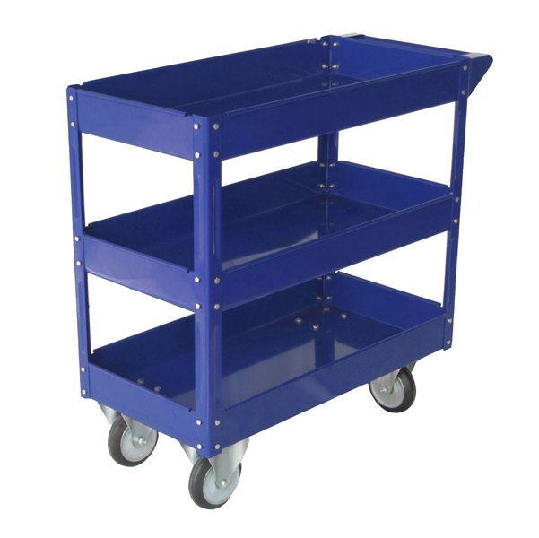  Carrello da lavoro - 3 ripiani - 84 x 41 x 82 cm - portata max 100 kg - acciaio verniciato - blu - Serena Group 