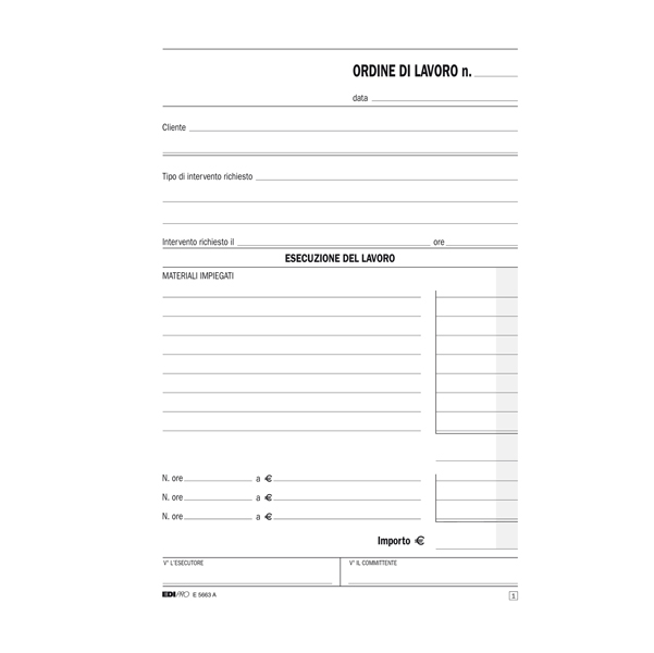  Blocco ordine di lavoro - 50 fogli 2 copie ricalcanti - 23 x 15cm - Edipro 