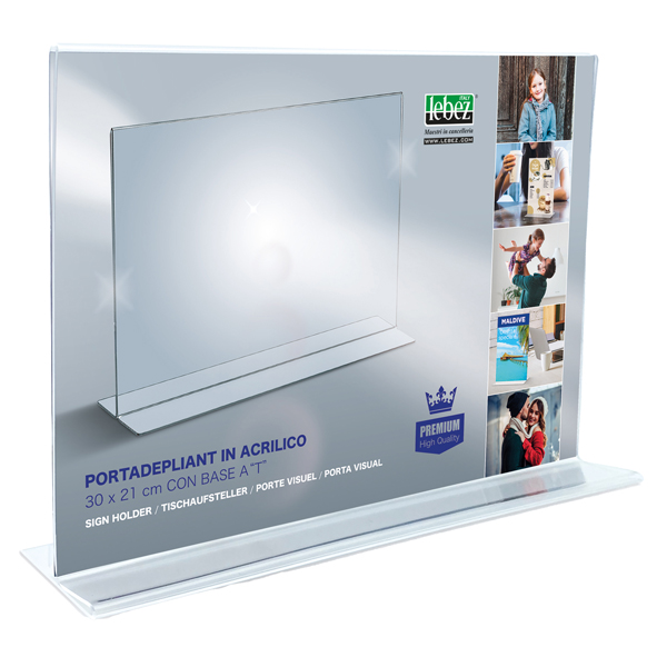  Portadepliant - materiale acrilico - 21 x 30 cm - orizzontale - Lebez 