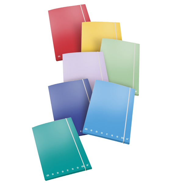  Cartella 3 lembi con elastico Monocromo - A4 - dorso 1,2 cm - colori assortiti - Pigna 