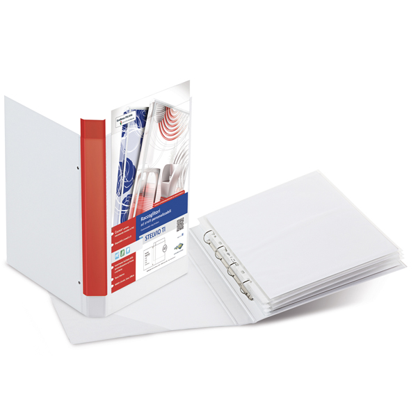  Raccoglitore personalizzabile Stelvio TI - A3 - 4 anelli a D 25 mm - dorso 4 cm - bianco - Sei Rota 