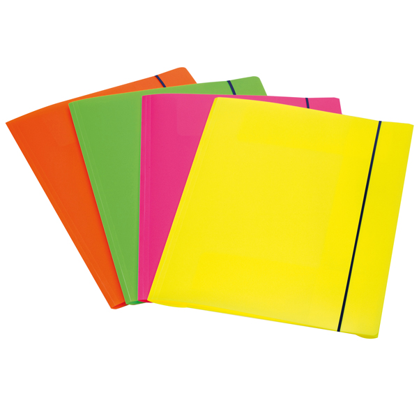  Cartella 3 lembi con elastico Shocking File - A4 - dorso 3 cm - PP - colori fluo assortiti - Fellowes 