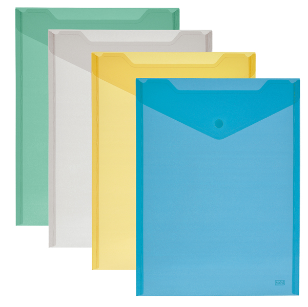  Busta con bottone - A4 verticale - PP - colori assortiti - Lebez 