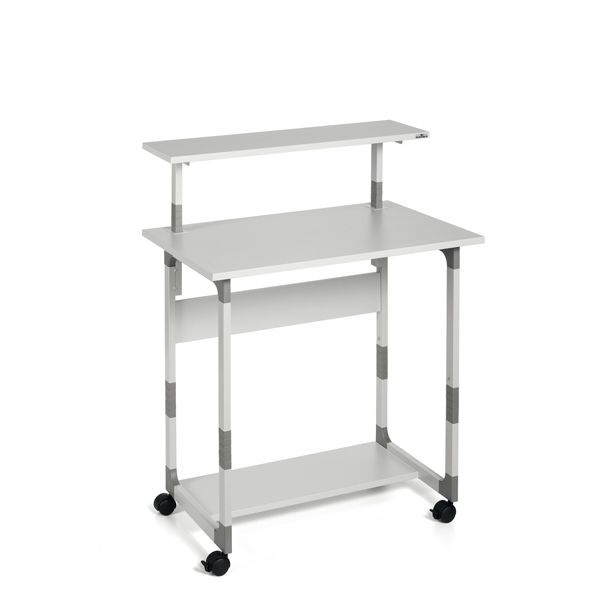  Pc Workstation System 80 VH - con ruote - 3 ripiani - 80 x 56,4 x 92/122 cm - grigio - Durable 