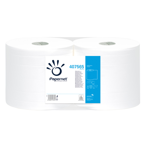  Bobina asciugatutto Special - microgoffrata - 2 veli - diametro 25 cm - 23,4 cm x 180 m - 18 gr - cellulosa - bianco - Papernet 