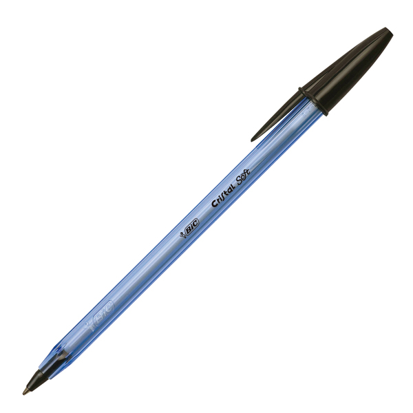  Penna a sfera con cappuccio Cristal Soft - punta 1,2mm - nero - Bic - conf. 50 pezzi 