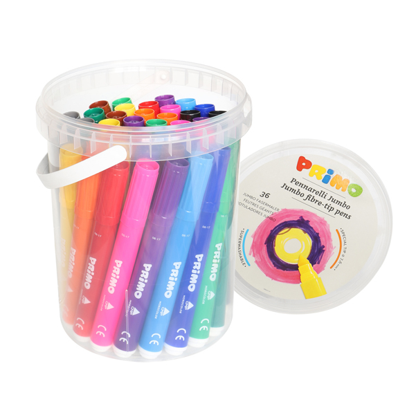  Pennarelli Jumbo - punta ø7,6mm - colori assortiti - Primo - secchiello 36 pezzi 