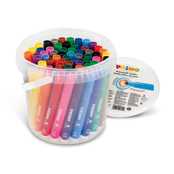  Pennarelli Jumbo - punta ø7,6mm - colori assortiti - Primo - secchiello 60 pezzi 