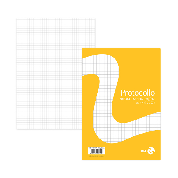  Foglio protocollo - A4 - 5 mm - 60 gr - BM - conf. 20 pezzi 