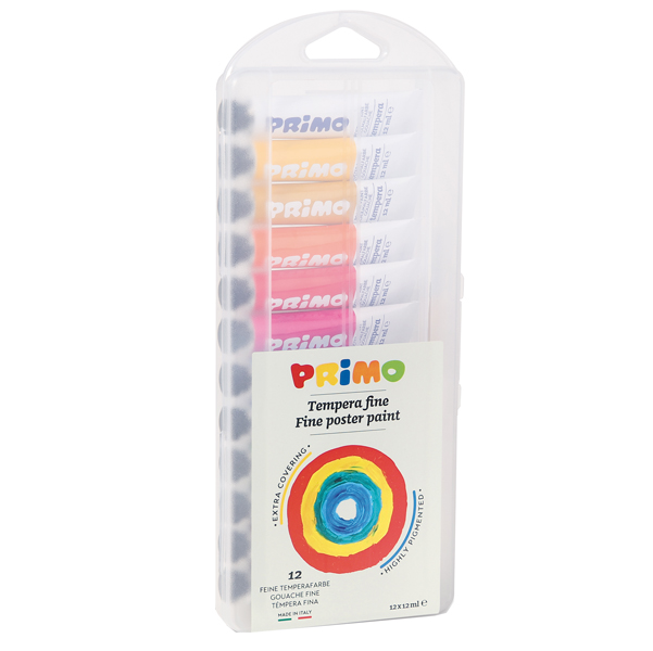  Tubi tempera - 12 ml - colori assortiti - Primo - astuccio 12 pezzi 
