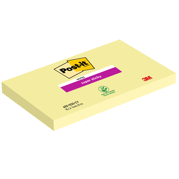  Blocco foglietti Super Sticky - 655-12SS-CY - 76 x 127 mm - giallo Canary - 90 fogli - Post-it 