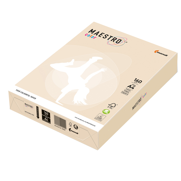  Carta Maestro Color - A4 - 160 gr - avorio/crema tenue CR20 - Mondi - conf. 250 fogli 