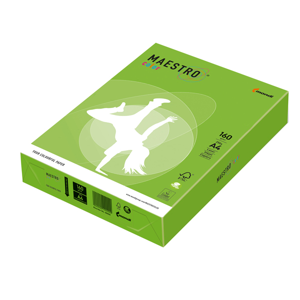  Carta Maestro Color - A4 - 160 gr - verde forte MA42 - Mondi - conf. 250 fogli 
