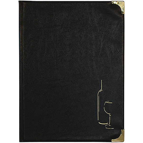  Carta dei vini Basic - A4 - 31,5 x 24 cm - PVC - nero - 4+2 buste fisse incluse - Securit 