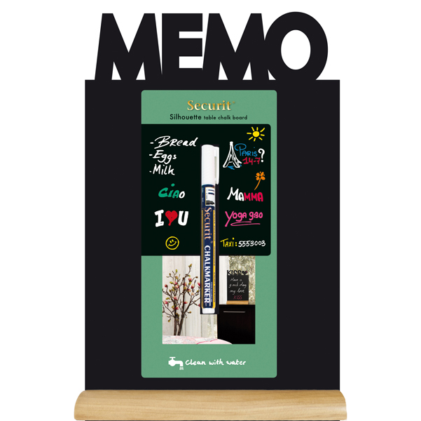  Lavagna da tavolo Silhouette - 34,5 x 21 cm - forma memo - nero - Securit 