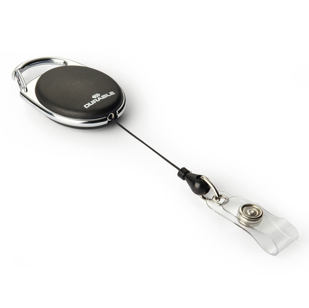  Chiocciola YO-YO Style per portabadge - nero - filo retrattile 80 cm - Durable - conf. 10 pezzi 