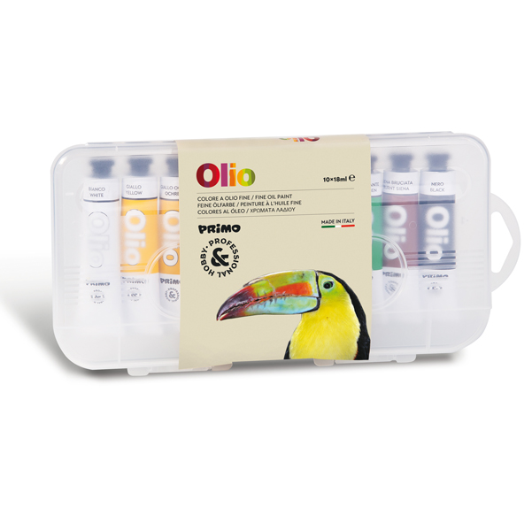  Colori a olio e acrilici - tubo da 18ml - colori assortiti - Primo - astuccio 10 colori 