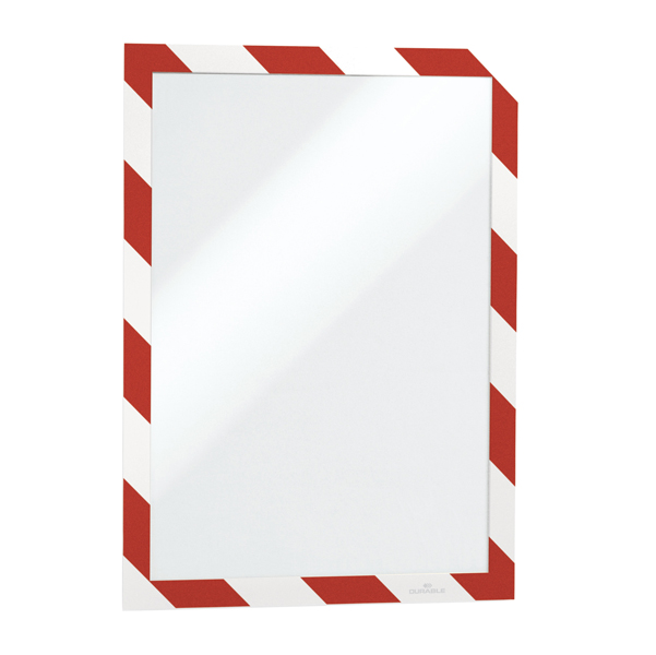  Cornice Duraframe Security - adesiva - pannello magnetico - A4 (21 x 29,7 cm) - rosso/bianco - Durable 