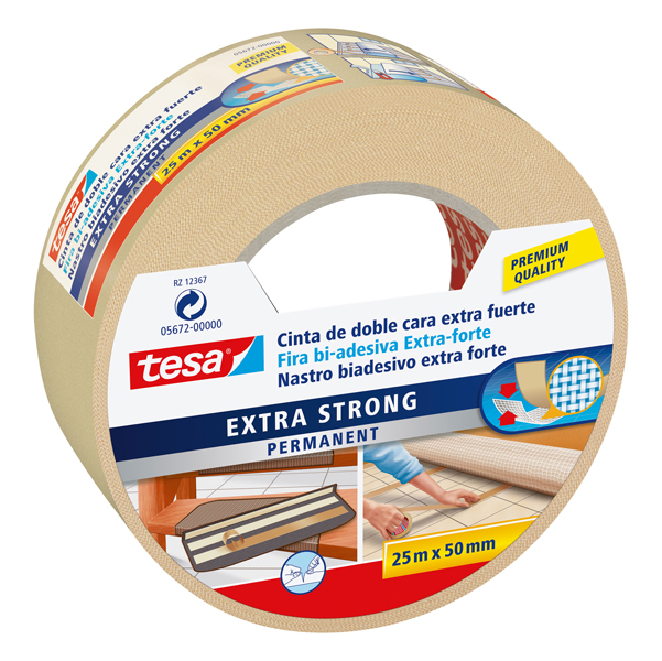  Nastro biadesivo Extra Forte - 50 mm x 25 m - PP - bianco - Tesa 