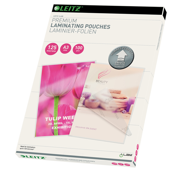  Pouches ILam - A3 - 303x426 mm - 2x125 micron - Leitz - conf. 100 pezzi 