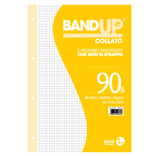  Blocco collato BandUp - A4 - 5mm - 40 fogli - 90gr - fori rinforzati - BM 