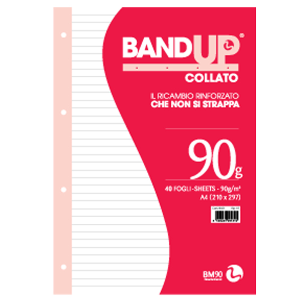  Blocco collato BandUp - A4 - 1 rigo - 40 fogli - 90gr - fori rinforzati - BM 