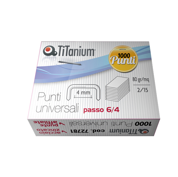  Punti universali - 6/4 - acciaio/zinco cromato - metallo - Titanium - conf. 1000 punti 