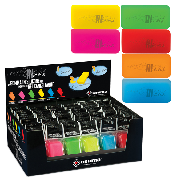  Gomma Riscrivi per gel cancellabile - colori assortiti - 6x3cm - Osama 