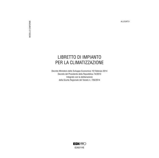  Libretto impianto climatizzazione Veneto - 297 x 210mm - 48 fogli - Edipro 