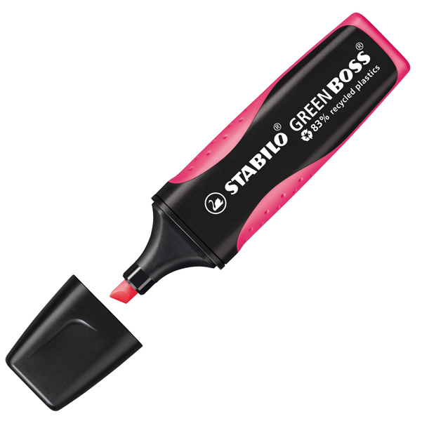  Evidenziatore Green Boss - punta a scalpello - tratto 2 - 5 mm - rosa 56 - 83% plastica riciclata - Stabilo 