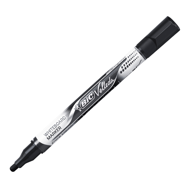  Marcatori Whiteboard Marker Velleda liquid Ink - punta tonda 2,2mm - nero - Bic 