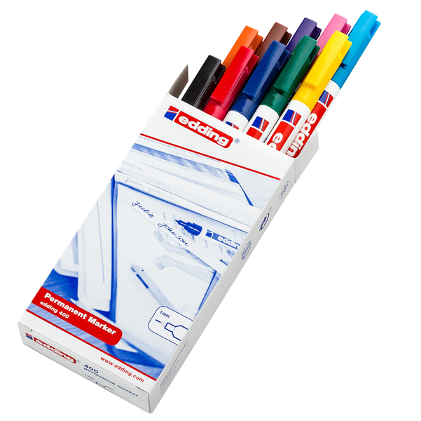  Marcatore permanente 400 - punta tonda - 1 mm - colori assortiti - Edding - astuccio 10 pezzi 