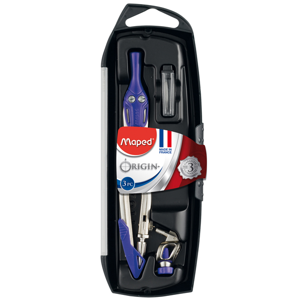  Compasso Origin - in acciaio - diametro max cerchio 420mm - 3 pezzi - Maped 