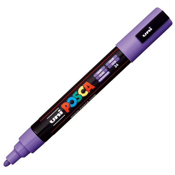 Marcatore a base d'acqua Uni Posca PC5M - punta tonda media da 1,8mm a 2,5mm - lilla - Uni Mitsubishi 