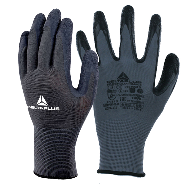  Guanti da lavoro VE630 - poliestere - palmo in lattice - taglia 10 - grigio - Deltaplus 
