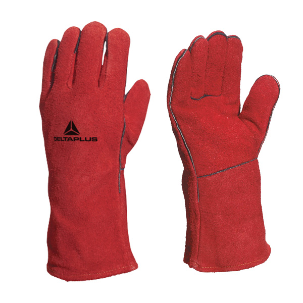  Guanti per saldatori CA515R - pelle crosta di bovino - taglia 10 - rosso - Deltaplus 