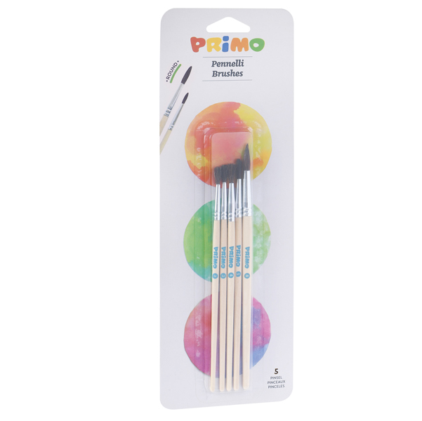  Pennelli e portapennelli - tondi - Primo - blister 5 pezzi 
