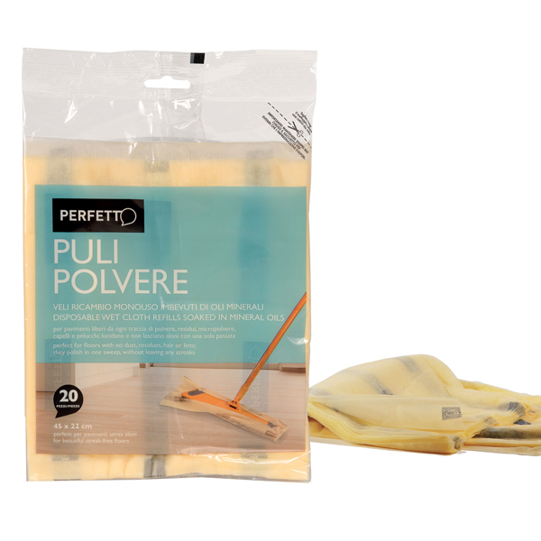  Retine di ricambio per scopa Pulipolvere - 45x22 cm - giallo - Perfetto - conf. 20 pezzi 