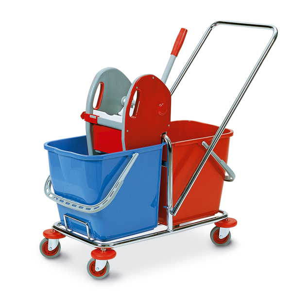  Carrello per pulizie Tucson - 50 L - 78 x 41 x 89cm - rosso/blu - PerfettoFactory 