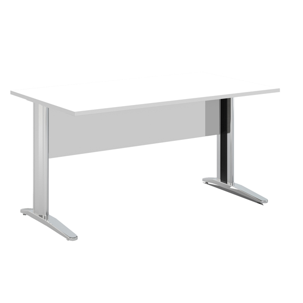  Scrivania lineare Easy - 160 x 80 x 72 cm - Bianco/grigio cromato 