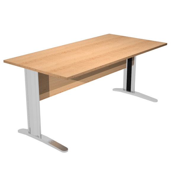  Scrivania lineare Easy - 160 x 80 x 72 cm - Faggio/grigio cromato 