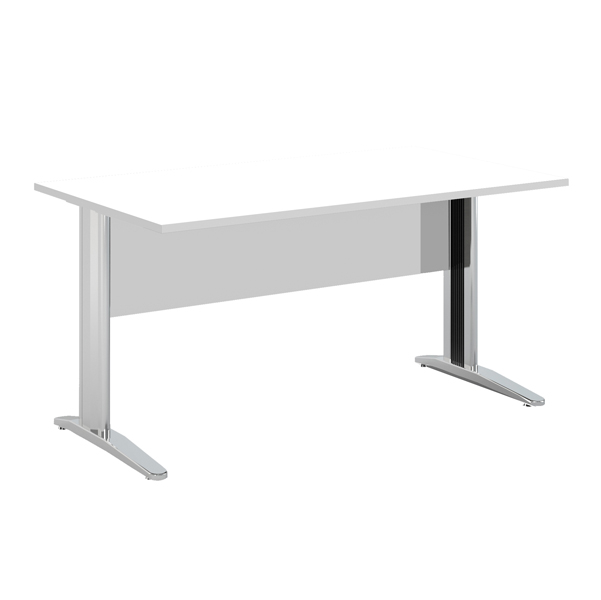  Scrivania lineare Easy - 140 x 80 x 72 cm - Bianco/grigio cromato 