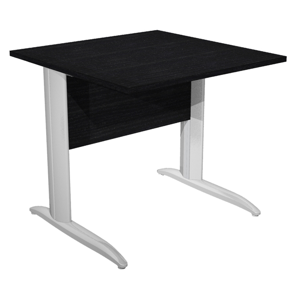  Scrivania lineare Easy - 80 x 80 x 72 cm - Nero venato/grigio cromato 