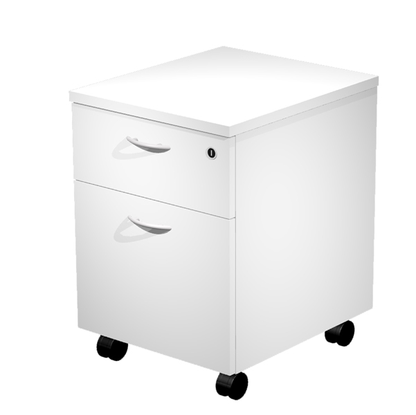  Cassettiera Easy - 1 cassetto + 1 classificatore - con ruote - 41,8 x 52 x 59,5 cm - bianco 