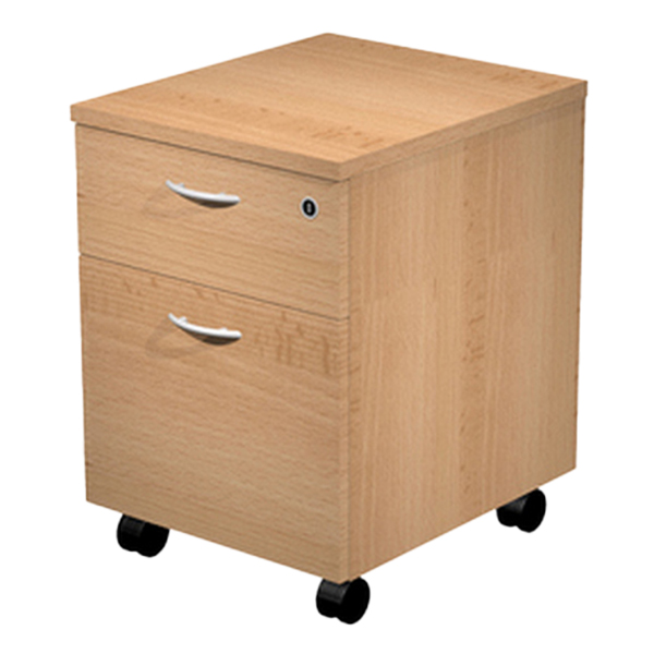  Cassettiera Easy - 1 cassetto + 1 classificatore - con ruote - 41,8 x 52 x 59,5 cm - faggio 