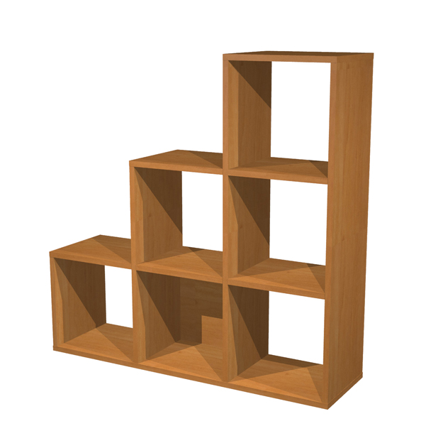  Libreria casellario Rainbow - 6 caselle a scalare - 104,1x29,2x103,9 cm - noce chiaro 