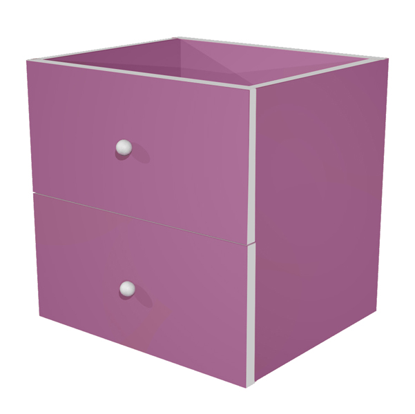  Cassettiera per casellario Rainbow - 2 cassetti - 32,5x28,8x32,5 cm - viola 